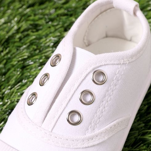 Toddler / Kid Solid Breathable Slip-on Canvas Shoes White big image 5