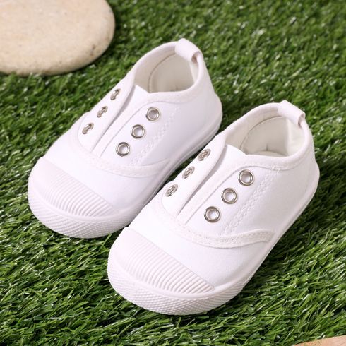 Toddler / Kid Solid Breathable Slip-on Canvas Shoes White big image 1