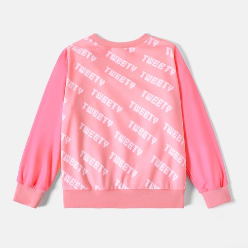 Looney Tunes Kid Girl Tweety Print Pink Pullover Sweatshirt Pink big image 2