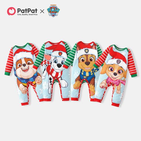 PAW Patrol Little Boy/Girl Christmas Cartoon Print Striped Long-sleeve Jumpsuit