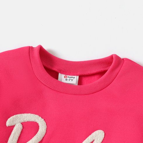 Barbie Kid Girl Letter Embroidered Pullover Sweatshirt Pink big image 4