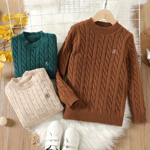 Kid Boy/Kid Girl Basic Solid Color Textured Knit Sweater
