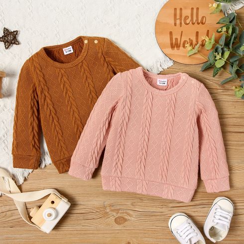 Baby Girl Solid Imitation Knitting Long-sleeve Top