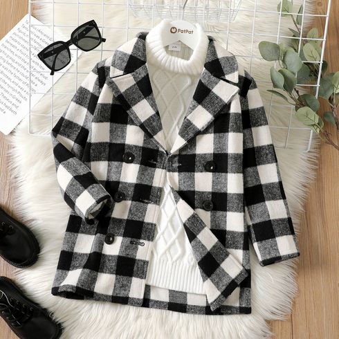 Kid Boy 100% Cotton Casual Notched Collar Plaid Coat