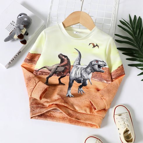 Toddler Boy Dinosaur Print Colorblock Pullover Sweatshirt