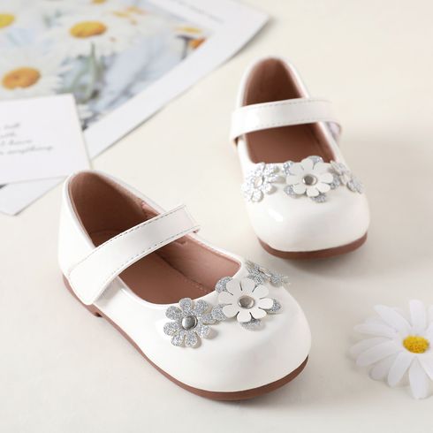 Toddler / Kid Floral Decor White Flats