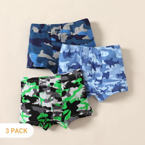 3-Pack Kid Boy Camouflage Print Bocer Briefs Underwear