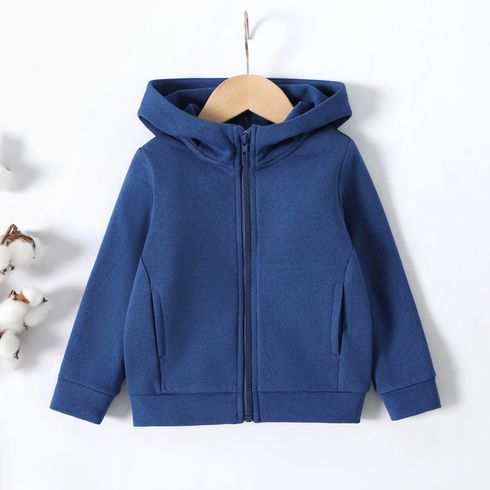 Toddler Boy Pocket Design Hooded Blue Jacket