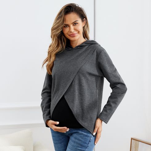 Maternity Criss Cross Front Long-sleeve Hooded Pullover