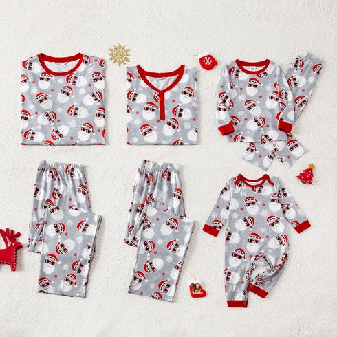 Christmas Family Matching Allover Santa Print Long-sleeve Pajamas Sets (Flame Resistant)