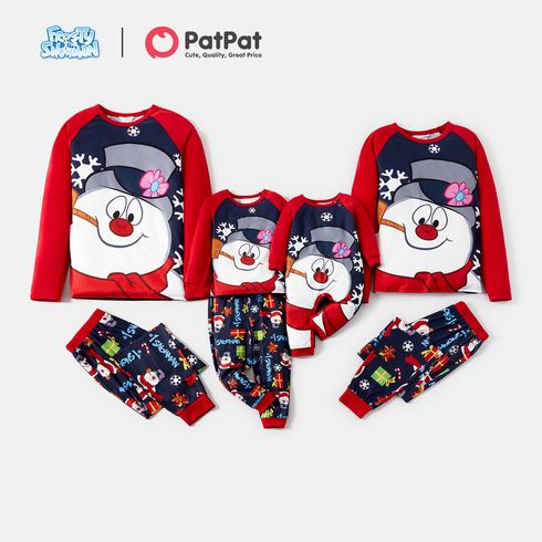Frosty The Snowman Family Matching Christmas Snowman Print Raglan-sleeve Pajamas Sets (Flame Resistant)