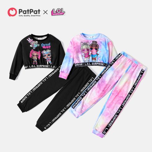 L.O.L. SURPRISE! 2pcs Kid Girl Letter Print Tie Dyed Sweatshirt and Pants Set