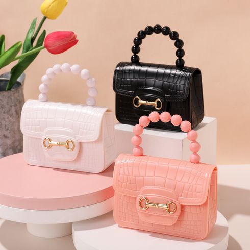 Toddler / Kid Mini Croc Embossed Faux Pearl Handle Flap Satchel Bag