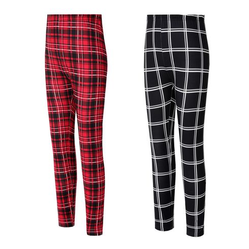 Kid Girl Christmas Plaid High Waist Leggings