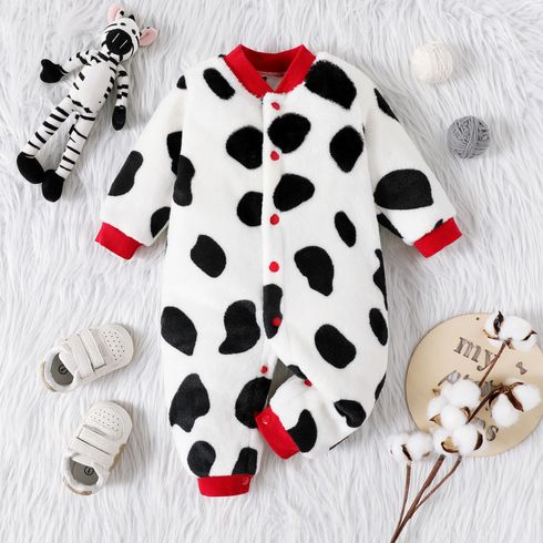 Baby Cow Print Fluffy Long-sleeve Jumpsuit