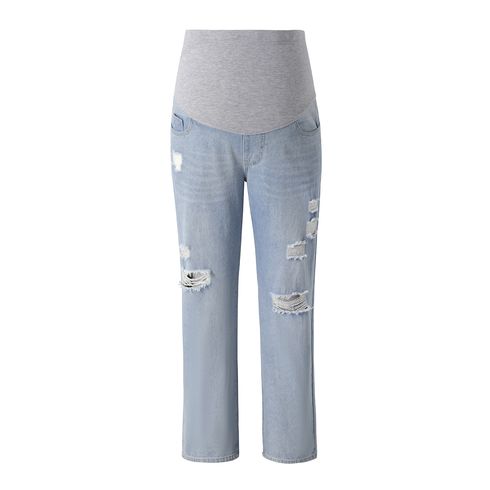 Maternity Ripped Straight Leg High-Rise Jeans