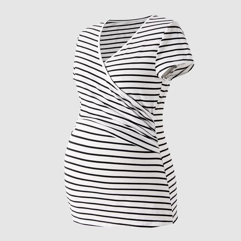 Nursing Stripe Short-sleeve Fitted Top White big image 3