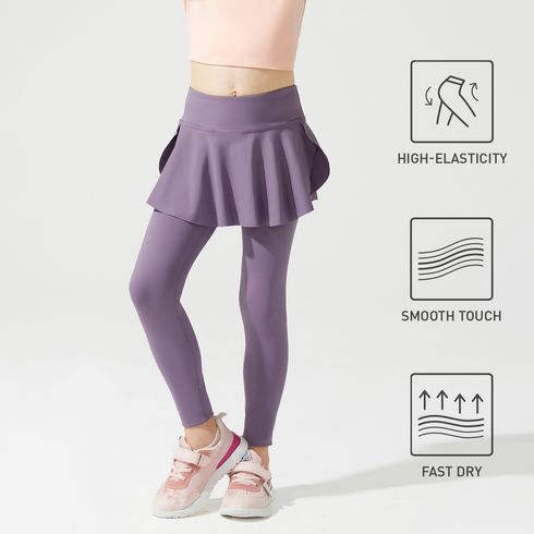 Activewear Kid Girl Solid Color Skirt Leggings