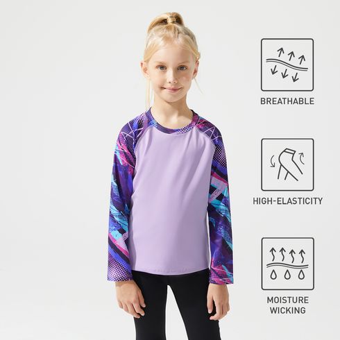 Activewear Kid Girl Tie Dyed Breathable Long Raglan Sleeve Tee