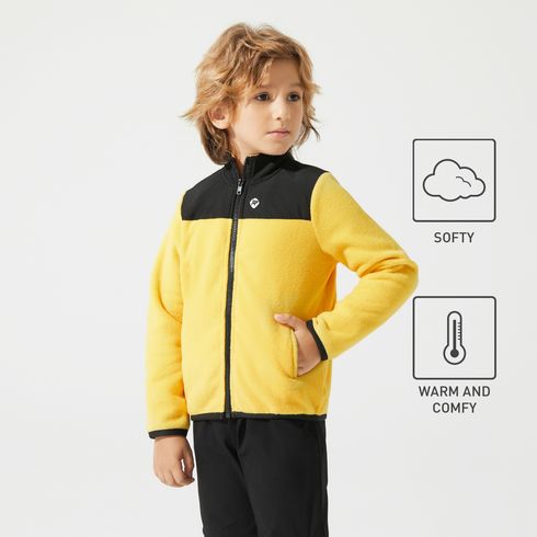 Activewear Kid Boy/Kid Girl Colorblock Stand Collar Polar Fleece Jacket