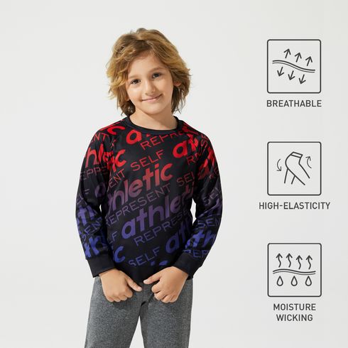 Activewear Kid Boy Letter Print Raglan Sleeve Pullover Sweatshirt