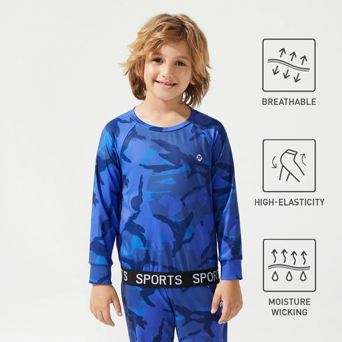 Activewear Kid Boy Camouflage Letter Print Pullover Sweatshirt