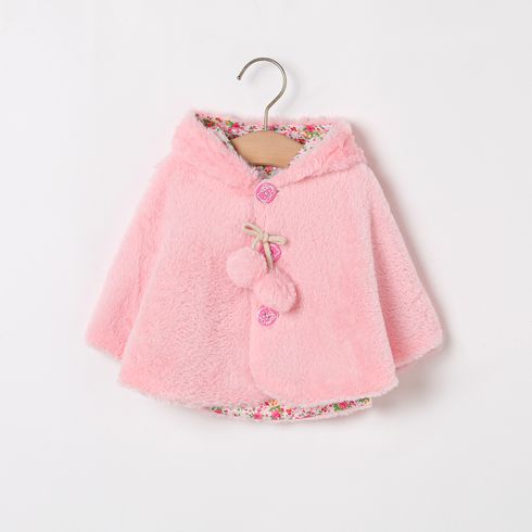 Baby Kitty Embroidery 3D Ear Hooded Fluffy Cloak Coat