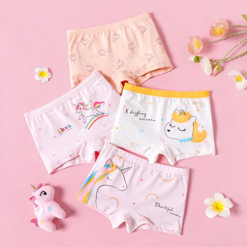 4-Pack Kid Girl Unicorn Print Boxer Briefs Underwear