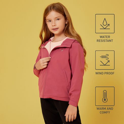 Activewear Kid Boy/Kid Girl Solid Color Water Resistant Fleece Lined Hooded Jacket