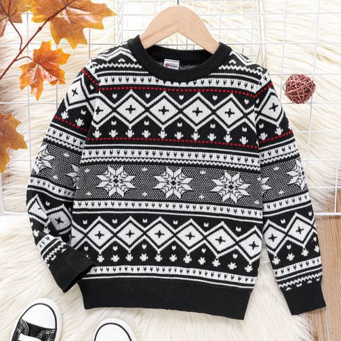 Kid Boy Christmas Snowflake Pattern Knit Sweater