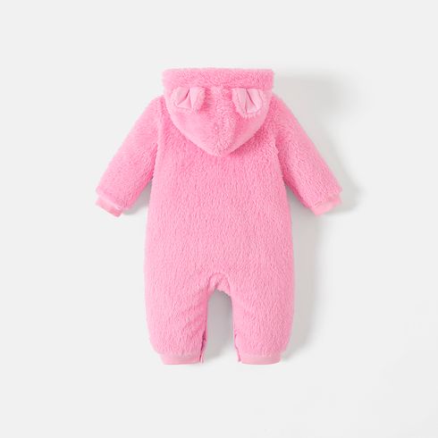 Ursinhos Carinhosos Bebé Unissexo Com capuz Urso Infantil Manga comprida Macacão Rosa Escuro big image 5