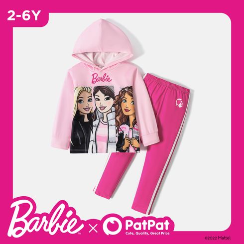 Barbie 2pcs Toddler Girl Character Print Pink Hoodie Sweatshirt and Elasticized Pants Set