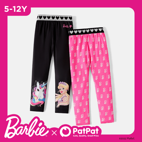 leggings élastiqués à imprimé licorne/lettre barbie kid girl