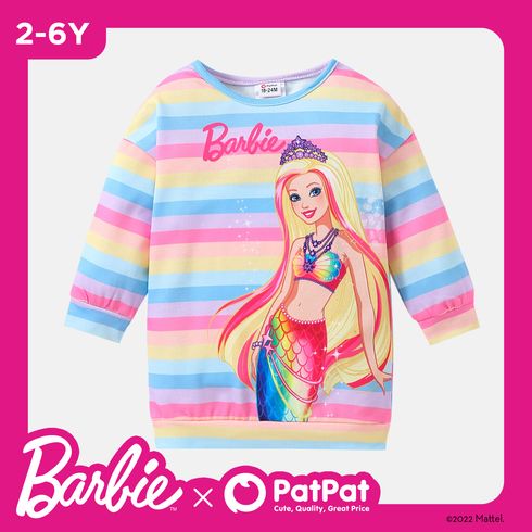Barbie Toddler Girl Stripe Long-sleeve Sweatshirt Dress