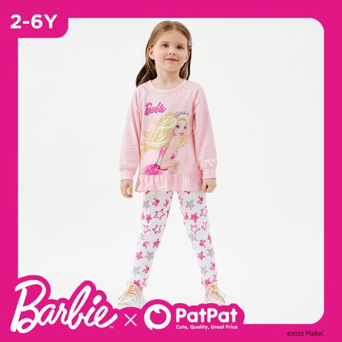 Barbie 2 Stück Kleinkinder Mädchen Rüschenrand Süß T-Shirt-Sets