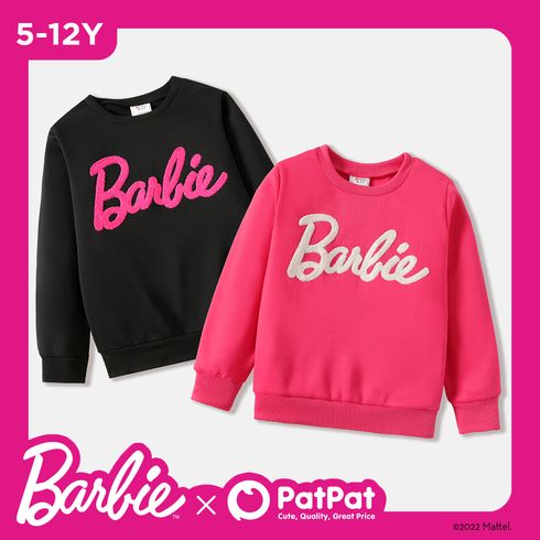 Barbie Kid Girl Letter Embroidered Pullover Sweatshirt