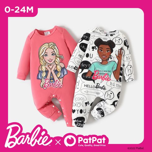 Barbie Baby Girl Figure Print Long-sleeve Jumpsuit