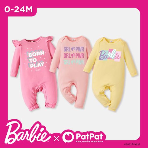Barbie Baby Girl 100% Cotton Long-sleeve Graphic Jumpsuit