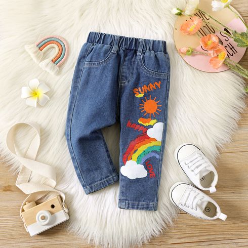 Baby Boy/Girl Rainbow & Letter Print Jeans