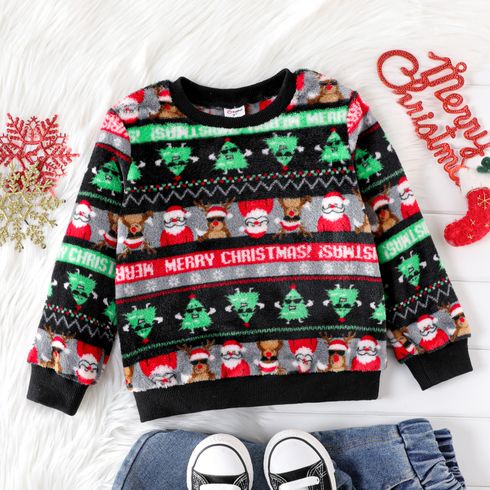 Toddler Boy Christmas Graphic Colorblock Fleece Sweatshirt