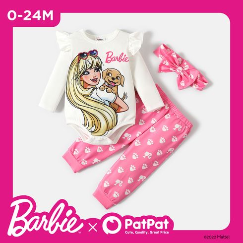 Barbie 3 pièces Bébé Fille Manches à volants Doux Manches longues ensemble pour bébé