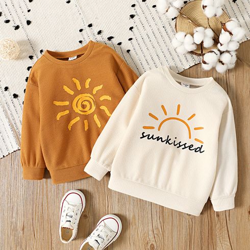 Toddler Girl/Boy Sun Print Waffle Pullover Sweatshirt
