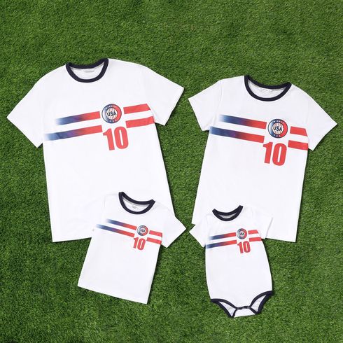 Family Matching Short-sleeve Graphic White Football T-shirts (USA)