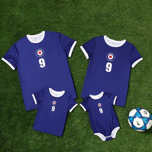 Family Matching Dark Blue Short-sleeve Graphic Football T-shirts (Japan)