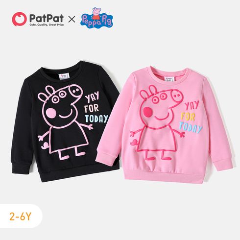 Peppa Pig Toddler Girl puff print Letter Print Pullover Sweatshirt