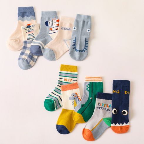 Conjunto de 5 pares de meias com estampa animal para bebês/crianças