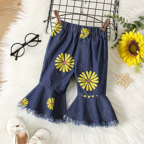 100% Cotton Baby Girl Allover Floral Print Flared Jeans