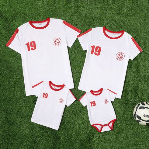 Family Matching White Short-sleeve Graphic Football T-shirts (Canada)