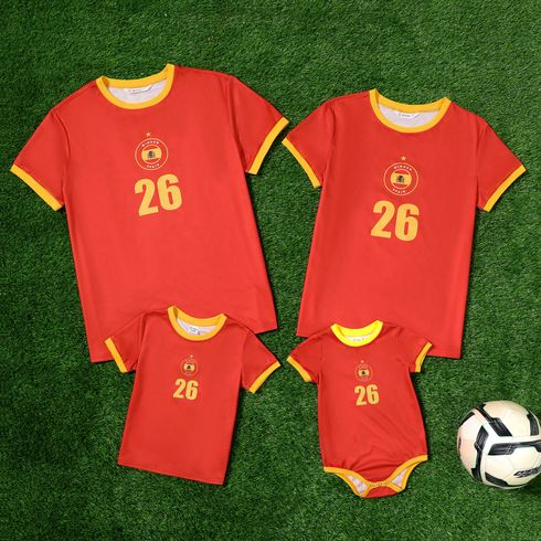 Family Matching Red Short-sleeve Graphic Football T-shirts (Spain)