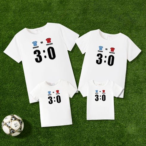 Family Matching Short-sleeve Graphic White Football T-shirts (URUGUAY VS PORTUGAL)